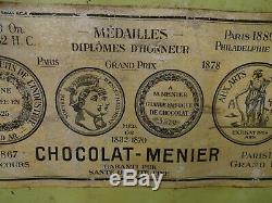 RARE Grand Présentoir CHOCOLAT MENIER 1900 n boite tin box dose plaque émaillée