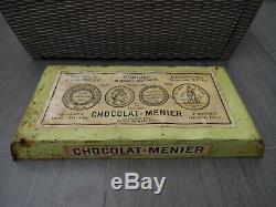 RARE Grand Présentoir CHOCOLAT MENIER 1900 n boite tin box dose plaque émaillée