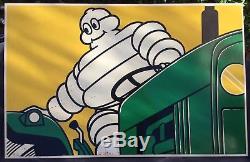 RARE, Grande Plaque Publicitaire Michelin Bibendum Lithographiée 1960