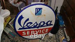 Rare Plaque Emaillee De Garage Scooter Vespa Service 1950
