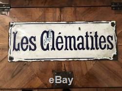 RARE PLAQUE EMAILLEE DE VILLA Les Clematites Ancienne 1900