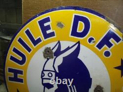 RARE PLAQUE EMAILLEE HUILE DF EAS- bidon pompe essence esso bp shell texaco