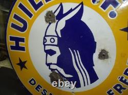 RARE PLAQUE EMAILLEE HUILE DF EAS- bidon pompe essence esso bp shell texaco