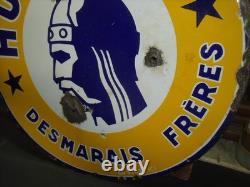 RARE PLAQUE EMAILLEE HUILE DF EAS- bidon pompe essence esso bp shell texaco