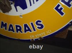 RARE PLAQUE EMAILLEE HUILE DF EAS- bidon pompe essence esso bp shell texaco