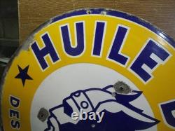 RARE PLAQUE EMAILLEE HUILE DF EAS- bidon pompe essence esso bp shell texaco