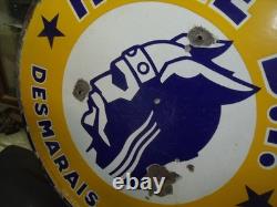 RARE PLAQUE EMAILLEE HUILE DF EAS- bidon pompe essence esso bp shell texaco