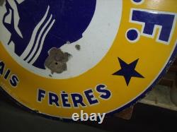 RARE PLAQUE EMAILLEE HUILE DF EAS- bidon pompe essence esso bp shell texaco