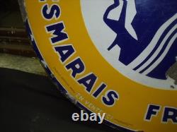 RARE PLAQUE EMAILLEE HUILE DF EAS- bidon pompe essence esso bp shell texaco