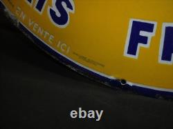 RARE PLAQUE EMAILLEE HUILE DF EAS- bidon pompe essence esso bp shell texaco