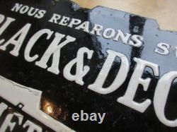RARE PLAQUE EMAILLEE ORIGINALE BLACK & DECKER DOUBLE FACE 1900 60x40