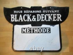 RARE PLAQUE EMAILLEE ORIGINALE BLACK & DECKER DOUBLE FACE 1900 60x40