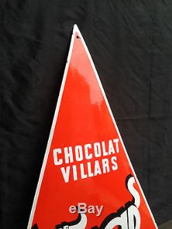 RARE Plaque Emaillée Chocolat Villars Bombée 1950! Rare Format 51 x 73 cm