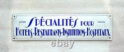 RARE Plaque émaillée Bombée Spécialités pour Hotels, Restaurants. 40x10.5cm