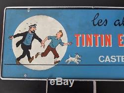 RARE Plaque émaillée Casterman double-face Tintin/Farandole circa 1965
