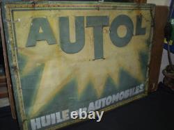 RARE TOLE GAUFFREE AUTOL EXTRA HUILE AUTOMOBILES bidon pompe essence oil can