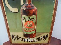 RARE TOLE LITHOGRAPHIEE GOUDRON LE CYCLE 1900 (tandem, absinthe, Bistrot)