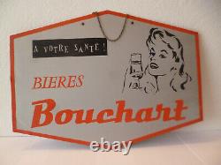 RARE ancienne tole publicitaire bière BOUCHART années 50-60 graphisme sympa