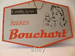 RARE ancienne tole publicitaire bière BOUCHART années 50-60 graphisme sympa