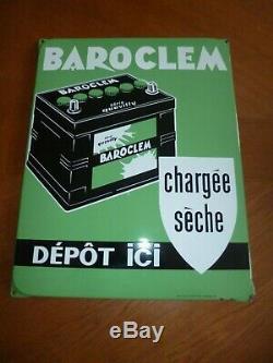 RARE plaque émaillée BAROCLEM Batterie garage auto par EAS 48 cm x 37,5 cm
