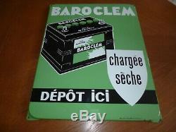 RARE plaque émaillée BAROCLEM Batterie garage auto par EAS 48 cm x 37,5 cm