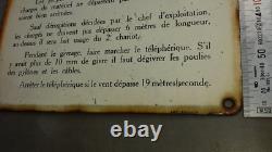 RARE plaque émaillée HAUTS FOURNEAUX signalisation utilisation du TELEPHERIQUE