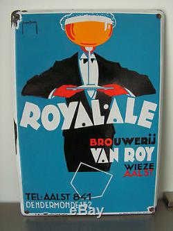 RARE plaque émaillée biere ROYAL AL KOEKELBERG BRUXELLES signé R VAN DOREN 1934