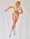 RARE tôle lithographinée PIN-UP Patineuse VEEDOL Original no plaque émaillée