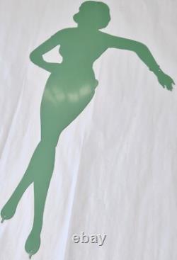 RARE tôle lithographinée PIN-UP Patineuse VEEDOL Original no plaque émaillée