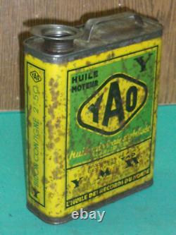 RARISSIME BIDON D HUILE YACCO YAO D EPOQUE oil can gas pump pompe essence tin