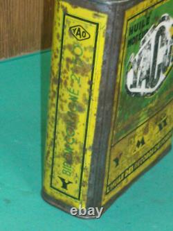 RARISSIME BIDON D HUILE YACCO YAO D EPOQUE oil can gas pump pompe essence tin