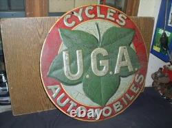 RARISSIME TOLE GAUFFREE CYCLES AUTOMOBILES UGA ANNEES 20/30 bidon huile oil