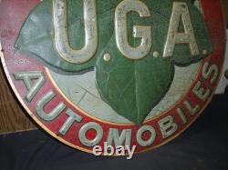 RARISSIME TOLE GAUFFREE CYCLES AUTOMOBILES UGA ANNEES 20/30 bidon huile oil