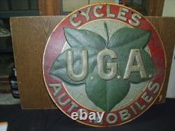 RARISSIME TOLE GAUFFREE CYCLES AUTOMOBILES UGA ANNEES 20/30 bidon huile oil