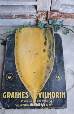 Rare Ancien Grand Carton Publicitaire Les Graines Vilmorin No Emaille