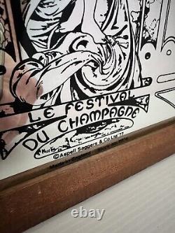 Rare Ancien Miroir Publicitaire Par Mucha Champagne Möet & Chandon Vintage