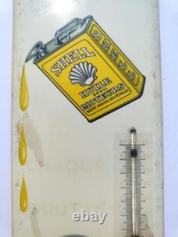 Rare Ancien Thermomètre Publicitaire Bidon D'huile Shell No Plaque Émaillée