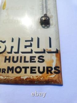 Rare Ancien Thermomètre Publicitaire Bidon D'huile Shell No Plaque Émaillée
