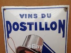 Rare Ancienne Plaque Emaillée Vin Du Postillon Très Bon Etat No Copy Pur Jus