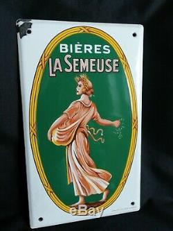 Rare Ancienne plaque émaillée bière la semeuse emaillerie alsacienne Strasbourg