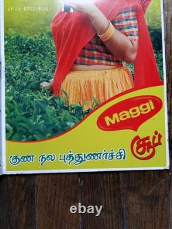 Rare MAGGI Plaque Publicitaire en Tôle Tamoul 1980/90 Dim H 64x L 36cm