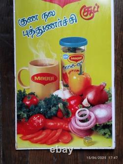 Rare MAGGI Plaque Publicitaire en Tôle Tamoul 1980/90 Dim H 64x L 36cm