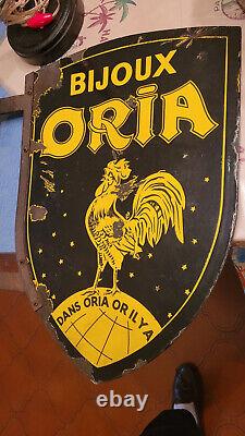 Rare Plaque Double Face Bijoux Oria Emaillee 1940 Original 60 X 42,5 CM