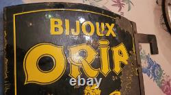 Rare Plaque Double Face Bijoux Oria Emaillee 1940 Original 60 X 42,5 CM