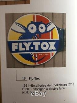 Rare Plaque Emaillée Double Face Fly-tox 1931 Tres Bon Etat Voir Photo