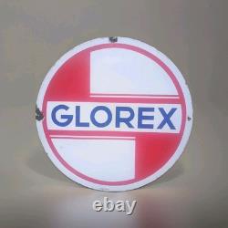 Rare Plaque Émaillée GLOREX Double Face Années 60 Station Essence