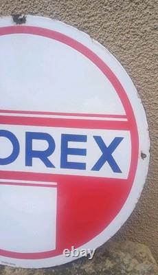 Rare Plaque Émaillée GLOREX Double Face Années 60 Station Essence