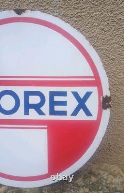 Rare Plaque Émaillée GLOREX Double Face Années 60 Station Essence