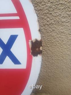 Rare Plaque Émaillée GLOREX Double Face Années 60 Station Essence