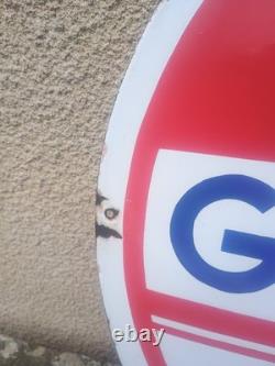 Rare Plaque Émaillée GLOREX Double Face Années 60 Station Essence